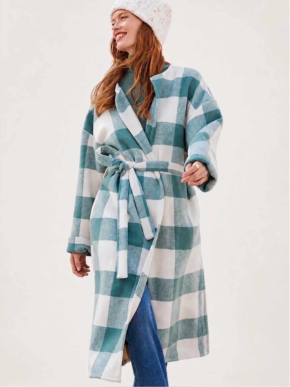 Loft Check Plaid Coat, Cardigan